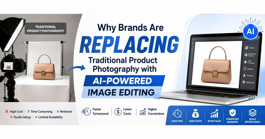 Why Brands Are Replacing Traditional Product Photography with AI-Powered Image Editing  - Cover Image